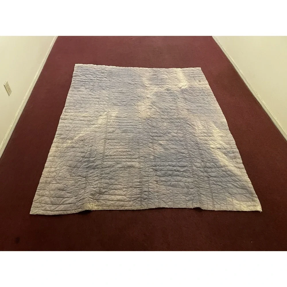 Vtg 1930s Dresden Plate Quilt NRA Blue Eagle Domino Sugar Sack Backing Folk Art
